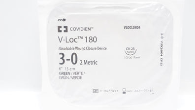 Covidien VLOCL0804 3-0 V-Loc 180 Wound Closure CV-23 Taper 1/2 17mm, 6inch (x)
